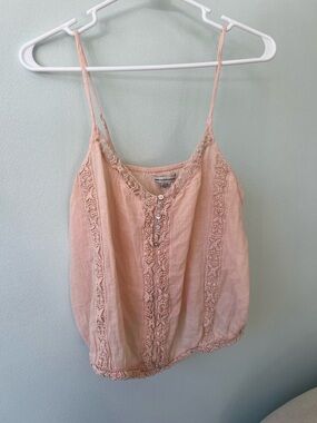Maurices Blush Pink Lace-Trim cropped Spaghetti Strap Camisole